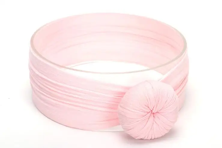 Круглая эластичная повязка на голову для детей, нейлоновая повязка для волос для новорожденных, тюрбан для девочек, аксессуары для волос - Цвет: Light Pink