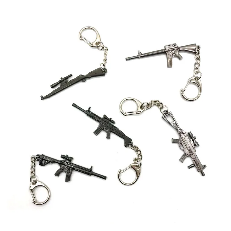 

50pcs/lot Key chains Hot Game 20 Styles PUBG CS GO Weapon Keychains AK47 Gun Model 98K Sniper Rifle Key Chain Ring for Men Gifts