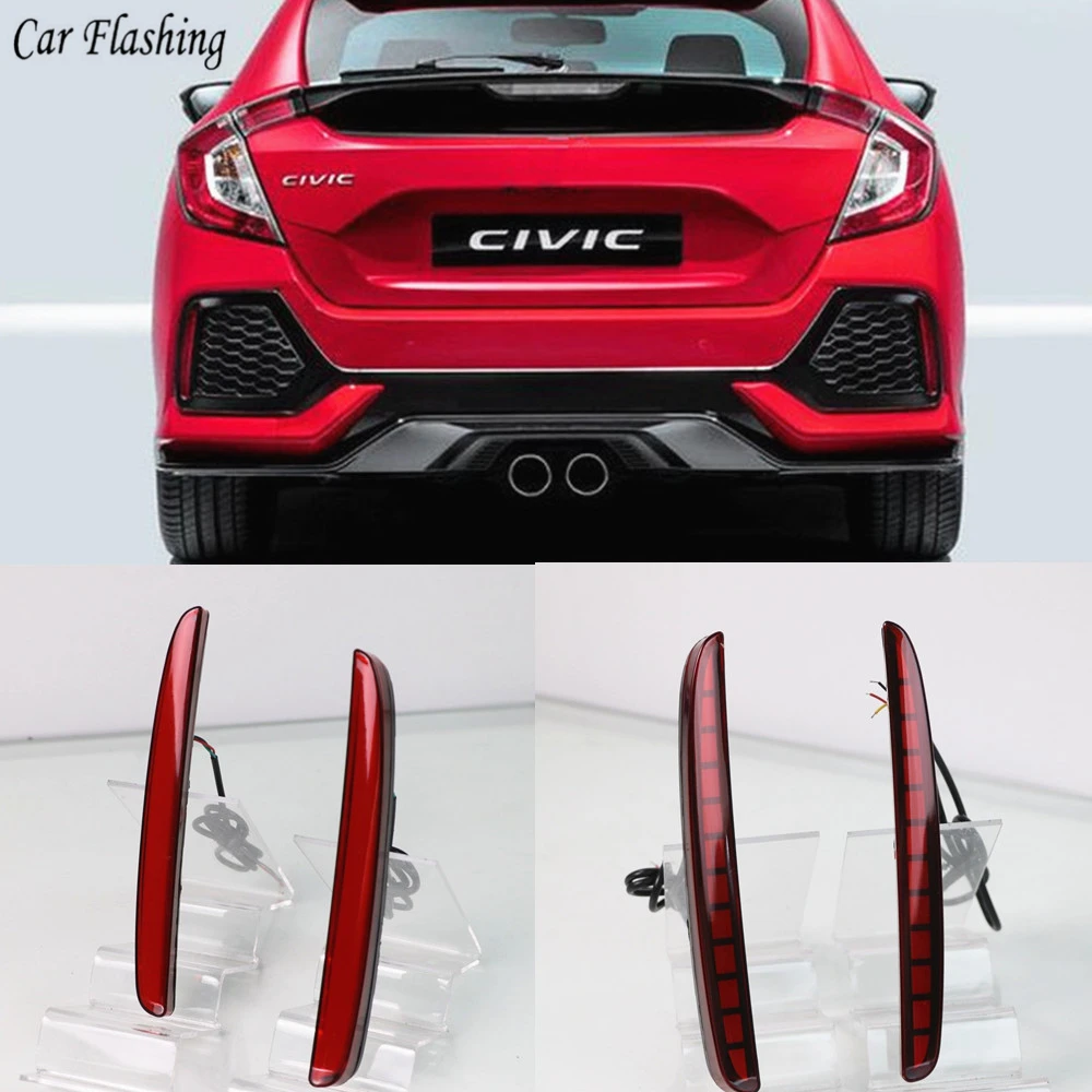 

2PCS Car LED For Honda Civic Hatchback 2016 2017 2018 2019 Rear Fog Lamp Brake Light Reflector Bumper Light Auto Decoration Lamp