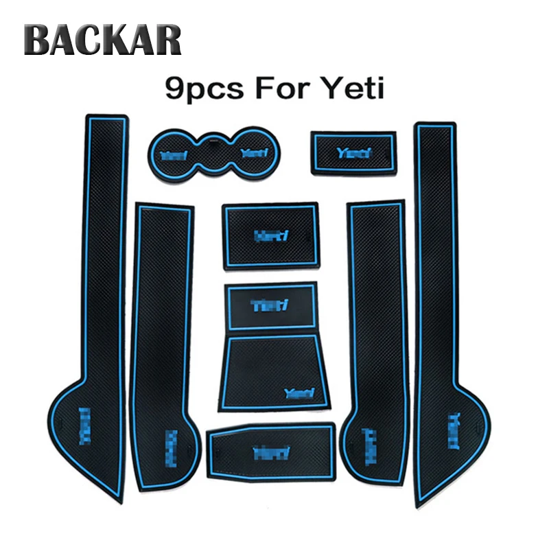 

Backar 1Set Car Interior Cup Door Gate Slot Pad Storage Box Anti-Slip Mat Cushion For Skoda Superb Fabia Rapid Yeti Accessories