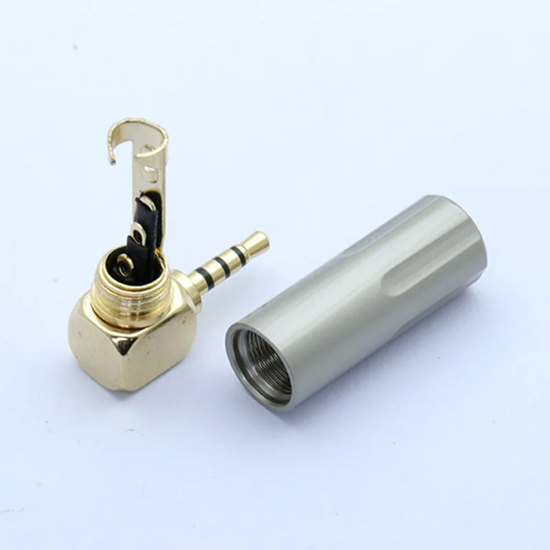 100pcs Copper 2 5mm Stereo Jack Gold Plated 2 5mm 3Pole 4Poles Male Plug Wire Connector for 6MM Cable Headphone Soldering Jack