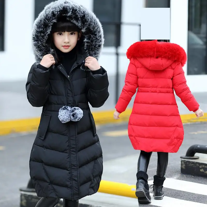 

Kids Girls Clothes Winter Warm Coat Children Long Red Outware Solid Zipper Godded Cotton Casual Kid Girl Sweet Costumes 5dp017