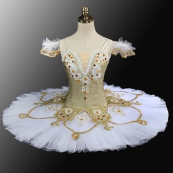 Raymonda Professional YAGP Gold Nutcracker Professional Pancake Ballet Tutus White Tulle Women Performance Stage Costume Raymonda Professional YAGP Gold Nutcracker Professional Pancake Ballet Tutus White Tulle Women Performance Stage Costume