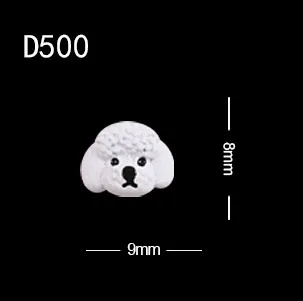 10pcs D500 TSZS Мода 10 шт./партия INS Милая Собачья голова форма дизайн ногтей украшение сплав горный хрусталь DIY украшения для ногтей - Цвет: 10pcs D500