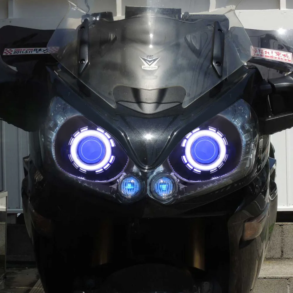 KT Headlight Suitable for Kawasaki Concours 14 1400GTR ZG1400 2008 2016 LED Angel Eyes Blue Demon HID Bi xenon Projector Lens|headlights headlight| forheadlight kawasaki - AliExpress