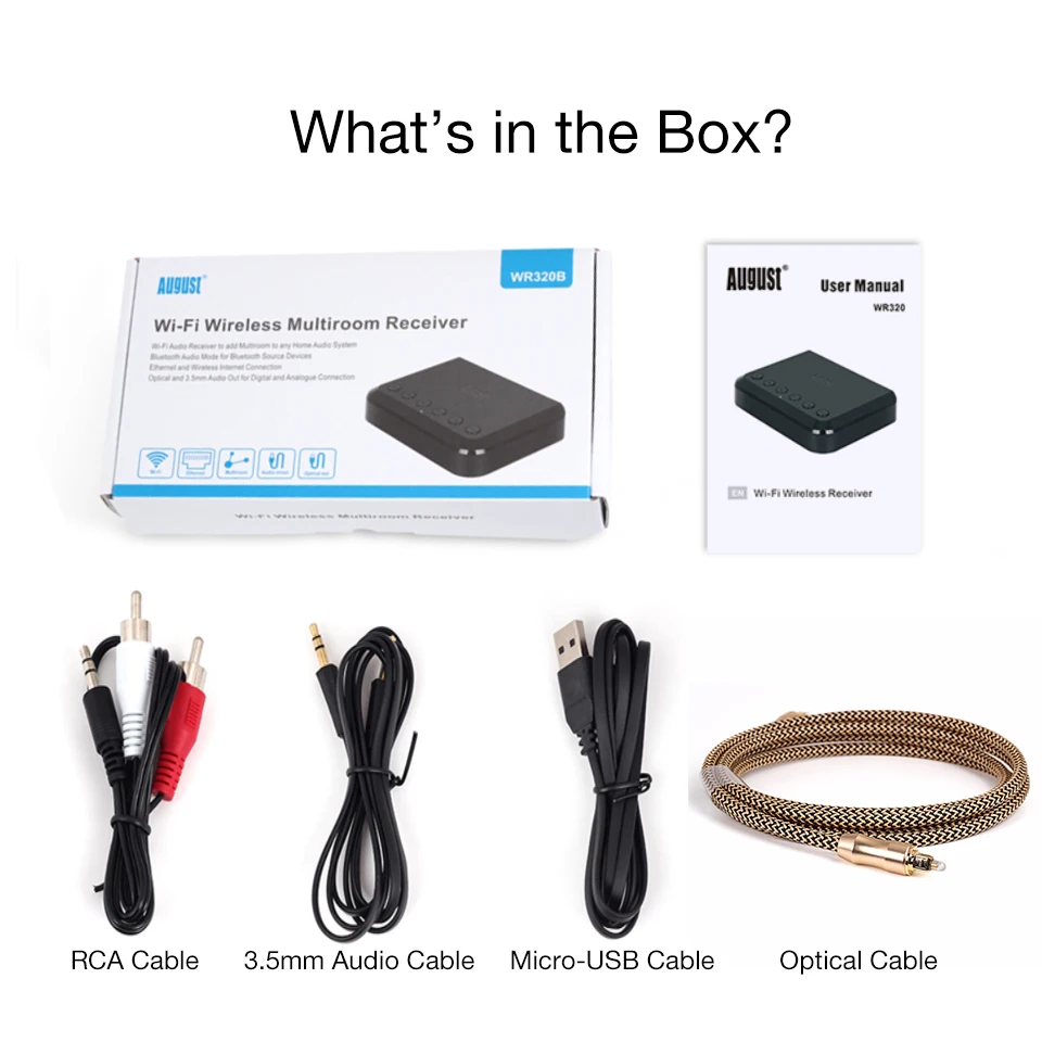 August WR320 Wireless Bluetooth WIFI DLNA Airplay