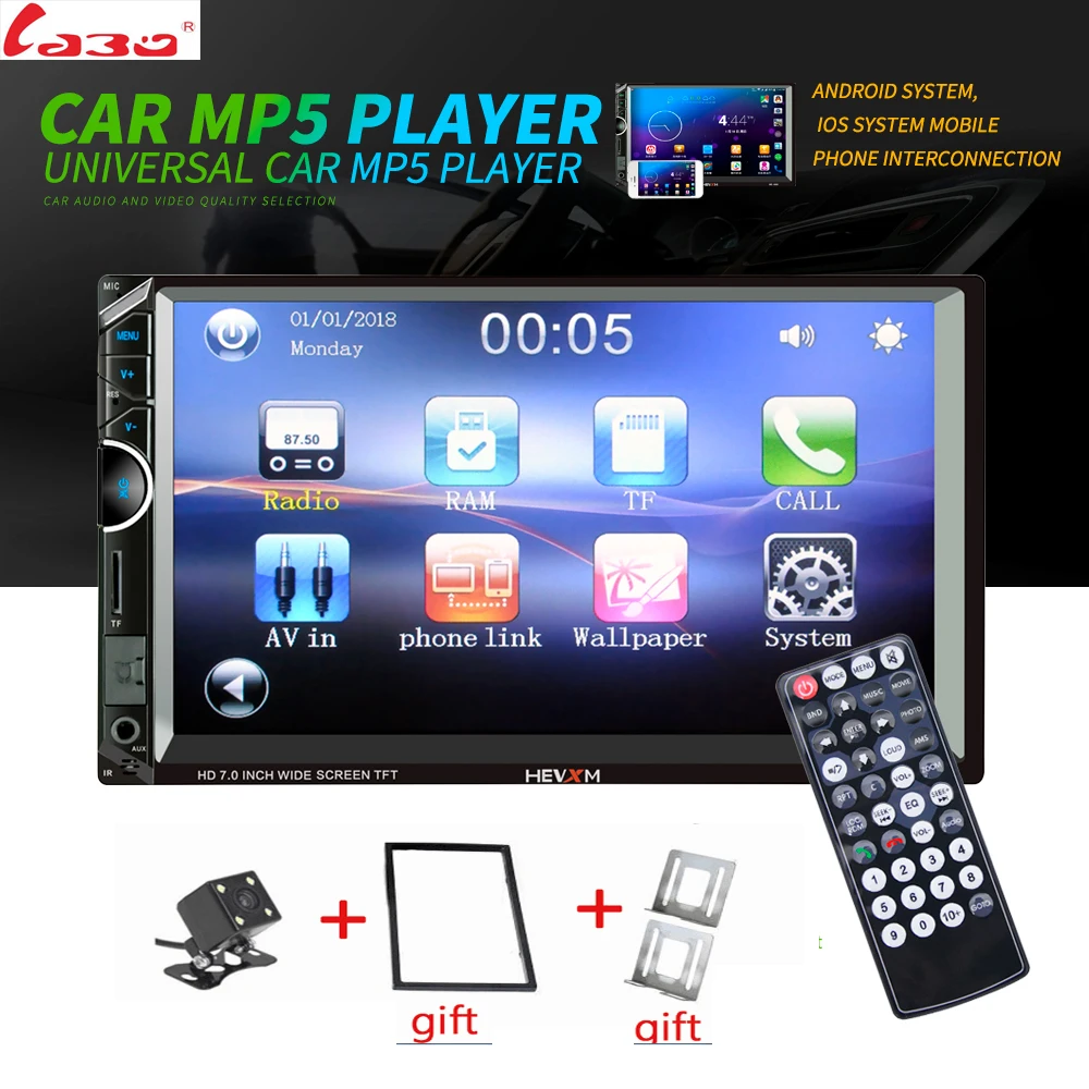 Автомагнитола LaBo 2 Din 7 дюймов Bluetooth mp5 плеер FM USB AUX Авторадио HE 888 2Din с камерой