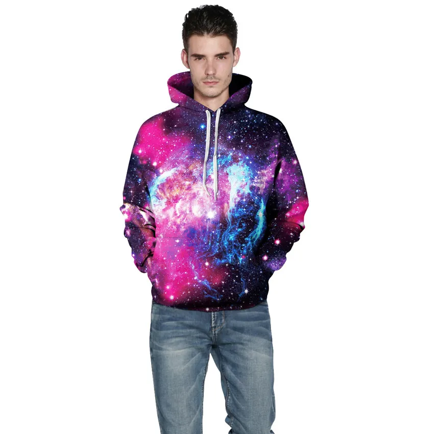  Autumn and Winter 3D Digital Print Sweatershirt Purple Starry Sky Blouse Fashion Personality Baseba