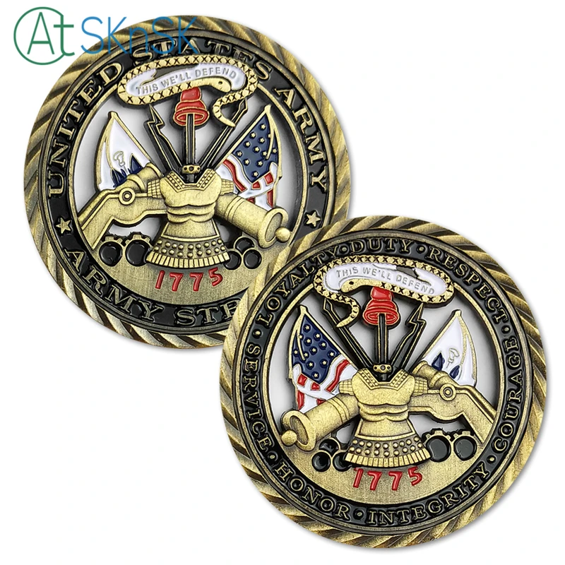 50/100pcs/lot New Arrival U.S. Army Core Values Brass Challenge Coin