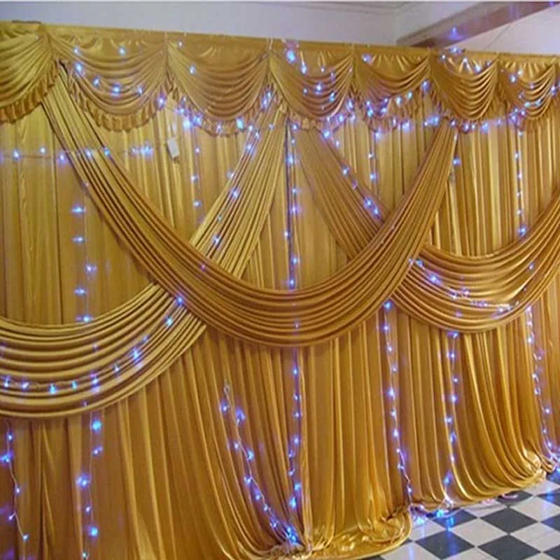 Gold Stage Wedding Backdrops For Wedding Decoration Wholesale Wedding  Backdrop Curtains With Swags Stage Background Decoration - Party Backdrops  - AliExpress