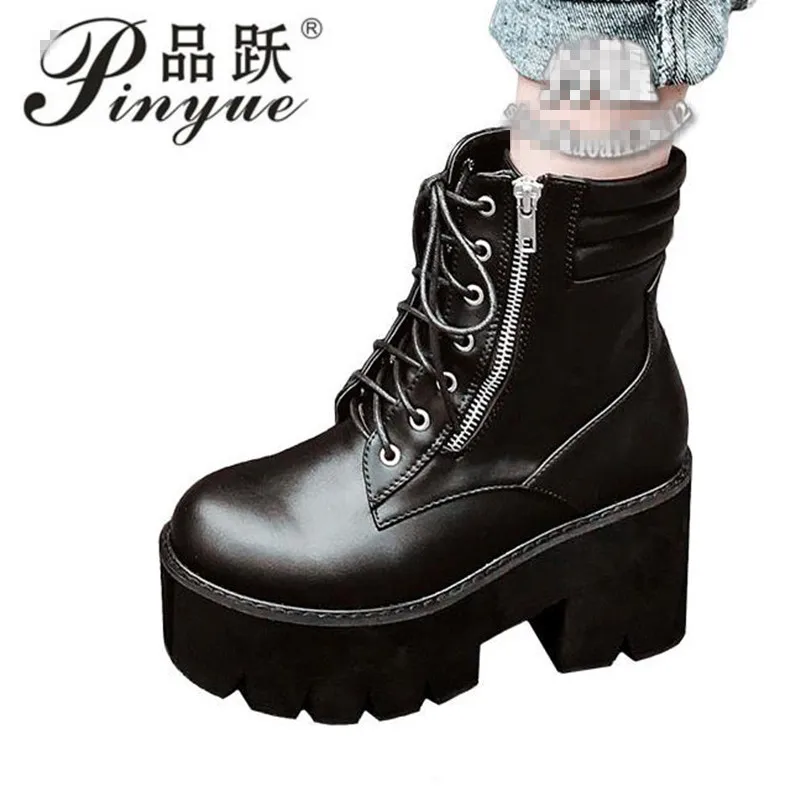 wedge heel motorcycle boots