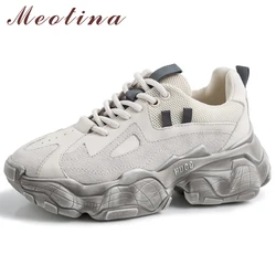 Meotina Spring Shoes Women Sneakers Natural Genuine Leather Flat Platform Shoes Casual Lace Up Round Toe Shoes Ladies Size 35-42 Meotina Spring Shoes Women Sneakers Natural Genuine Leather Flat Platform Shoes Casual Lace Up Round Toe Shoes Ladies Size 35-42
