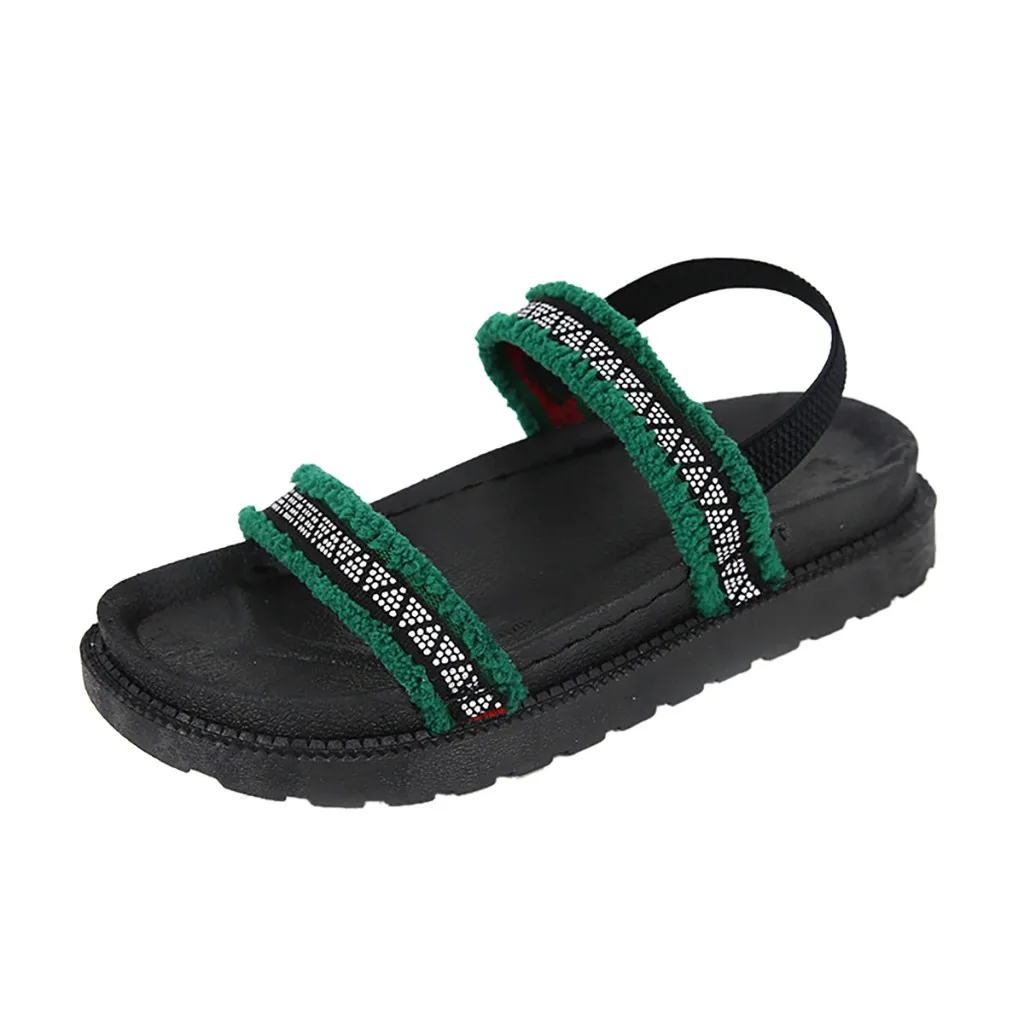 

Womens Flats With Sport Slip-on Girls Sandals Elastic Flatform Sliders Shoe new Spring Leisure Solid Color Sandals travel Apr 8