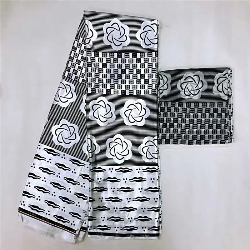 Африканская ткань Шелковый воск цифровая печать на ткани Горячая новые Африканские Восковые шелковые ткани с шифоновый комплект для вечернего платья