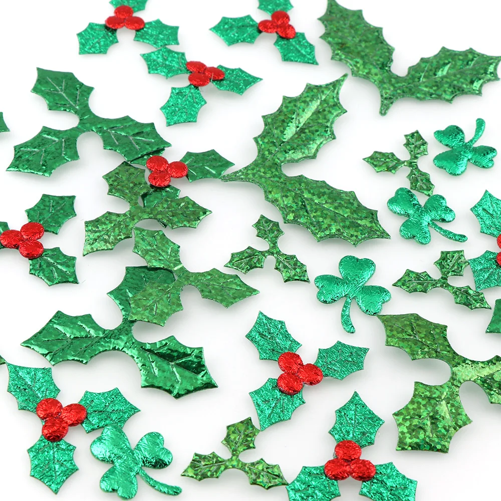 

100Pcs 3cm Christmas Red Fruit With Green Leaves Christmas Tree Decoration Supplies For DIY Christmas Decoration