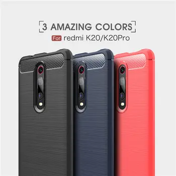 

200pcs/lot Business Case For Xiaomi Redmi K20 Carbon Fiber Brushed TPU Phone Back Case Cover For Redmi K20 Pro