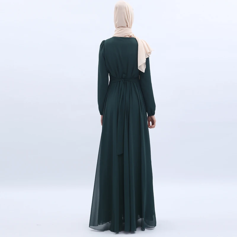 Chiffon Hijab Muçulmano Abaya Dubai Vestido Kaftan