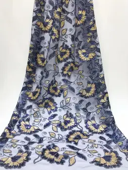 

Royal Blue French Mesh Lace Fabric High Quality Luxury Lace Fabrics Handmade Sequins Lace Nigerian Lace Fabric for Wedding Dress