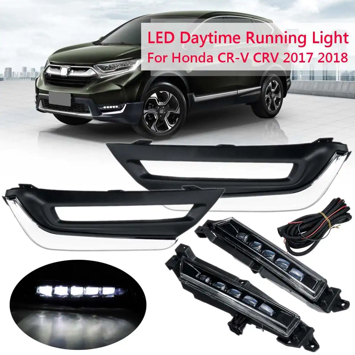 

Fornt Bumper Led Drl For Honda CR-V CRV 2017 2018 Daytime Running Light Driving Fog Lamp Daylight Headlight White Drl Styling
