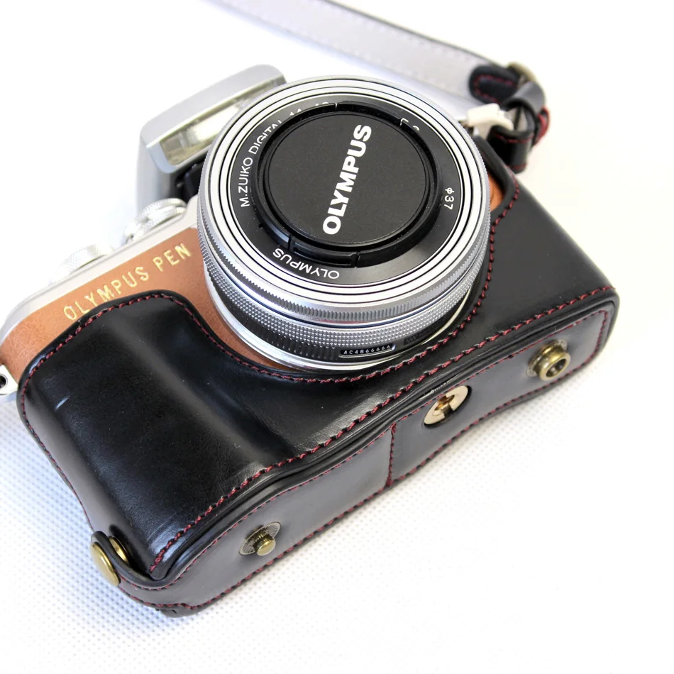 Подарочное издание из искусственной кожи Камера сумка чехол для Olympus EPL8 E-PL8 14-42 мм 40-150 мм объектив с ремешком открыть Батарея Дизайн