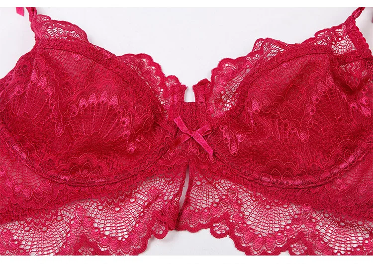 Sexy lace ultra-thin cup underwear push up adjustment bra set for girls thin section bra and panty suit 25