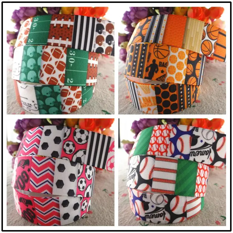 

17071105,New arrival 7/8" (22mm) 5 yards/lot sports printed grosgrain ribbons colorfuls ribbon DIY handmade materials