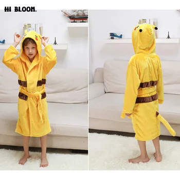

Winter Spring Children's Bathrobes 11 Colors Boy Girl Cute Cartoon Animal Flannel Robe Pikachu Kitty Cat Kid Hooded Bath Pajamas