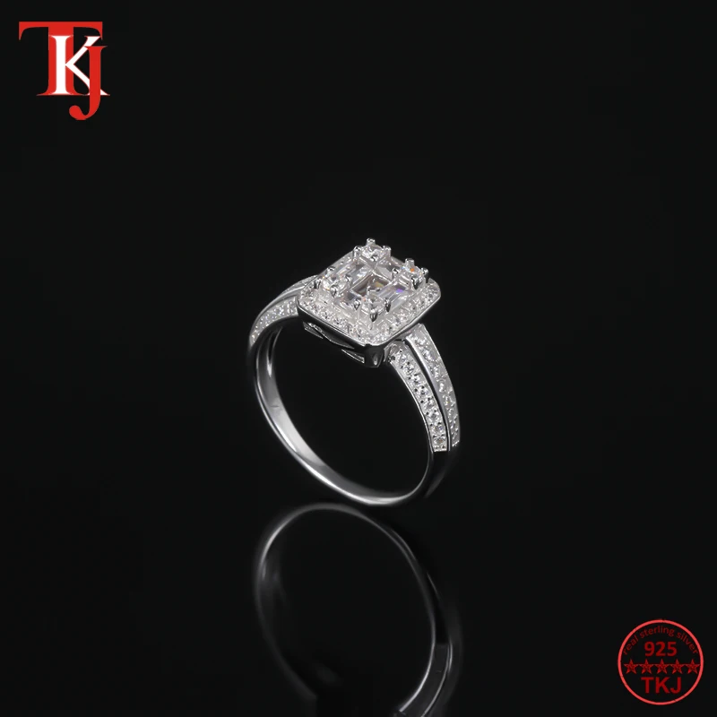 TKJ Real 925 Sterling Silver Engagement Ring AAA Cubic Zircon Female Women Wedding Band Rings Party Anniversary Jewelry Gift | Украшения и