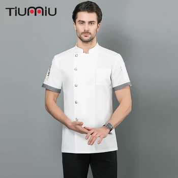 

2019 Chef Jacket Fashion Short Sleeves Restaurant Uniform Kitchen Cook Clothing Waiter Bakery Catering Men Work Shirt Clothes