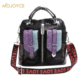 

Sequin Travel Backpacks Women Shoulder Top-handle Bags Leather Big Knapsack Fashion Mini Sequins Travel Backpacks Mini Bag