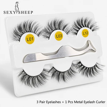 

3 Pairs 3D False Eyelashes 3 Styles Eyelashes with Tweezer Full Soft EyeLash Extensions Full Strip Lashes Eyelash
