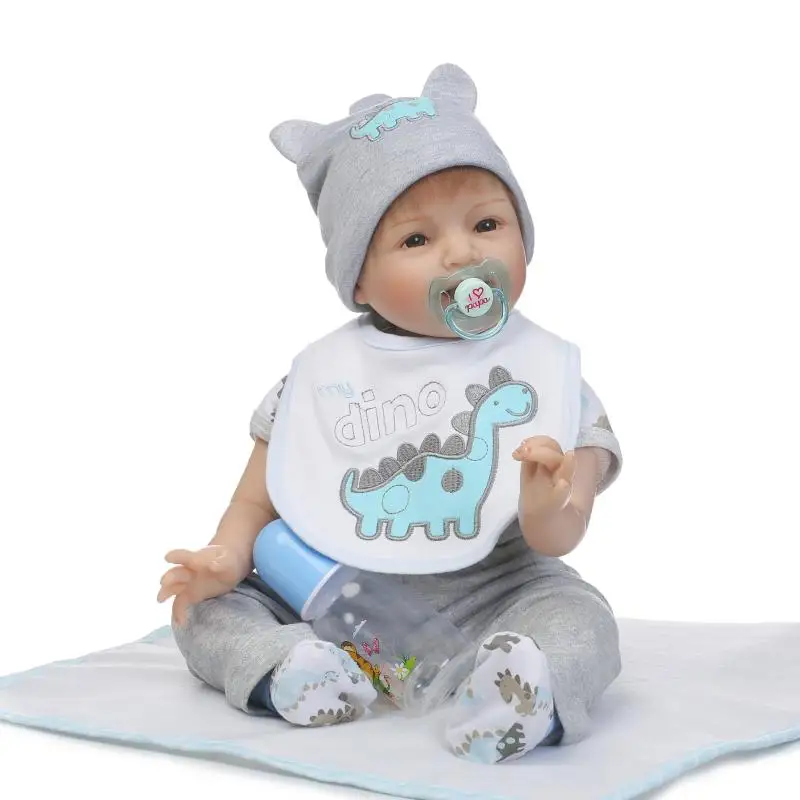 Lovely reborn baby doll toys 22" 55cm soft silicone baby dolls with