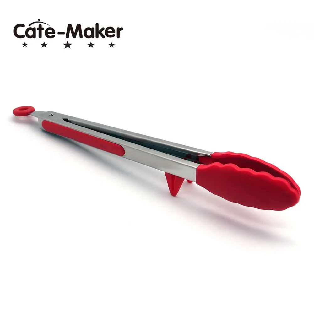 Cate Maker 12 дюймов нестоковые кухонные щипцы с силиконовым для барбекю термостойкие щипцы для приготовления пищи