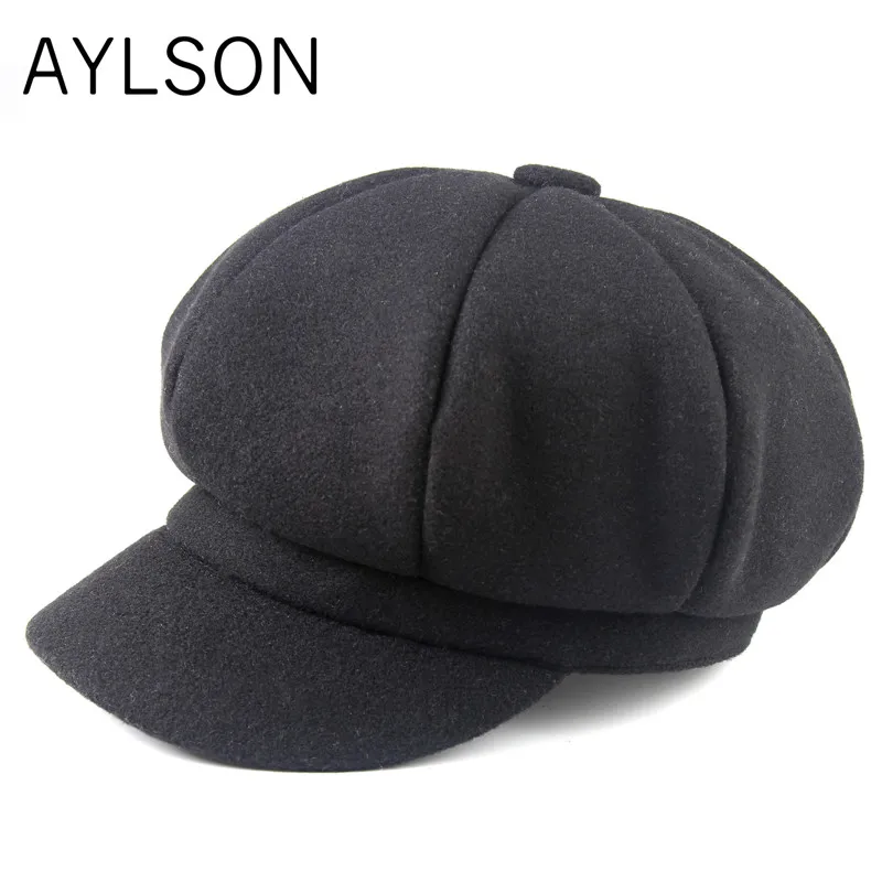 

2019 artificial cashmere cotton winter and autumn retro British wind beret warm sun hat octagonal hat man newspaper hat