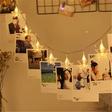 10/20/40Leds  Star Card Photo Clip Led String Lights Battery Operated Christmas Wedding Party New Year Holiday Decoration Garlan