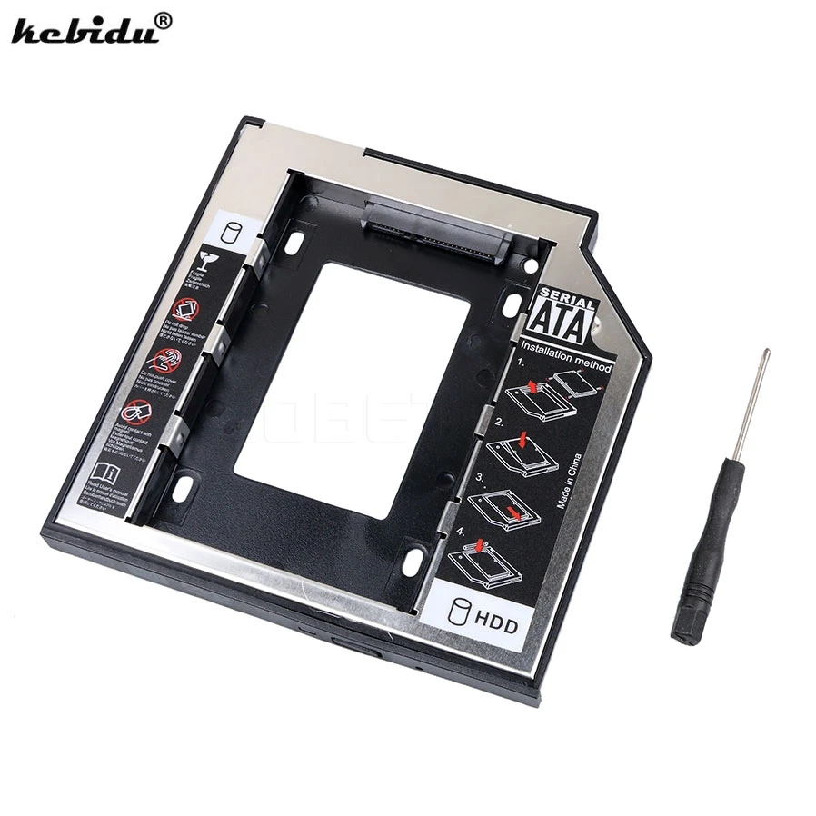 

kebidu Universal 2nd 2.5 HDD Caddy 9.5mm SATA to SATA Hard Drive Adapter HDD Enclosure Case For Laptop CD DVD Optical Drive Bay