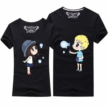 

Korean Matching Couple Tshirt Casual Short Sleeve Cotton Paired T-Shirts Women Men Cute Cartoon Lovers T Shirt Outfits Clothing