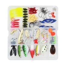 100 pcs/Box Lure Fishing Accessories Tackle Box with Complete Fishing Lure Fishhooks Wire Connector Beads Ring Pliers Tools Set