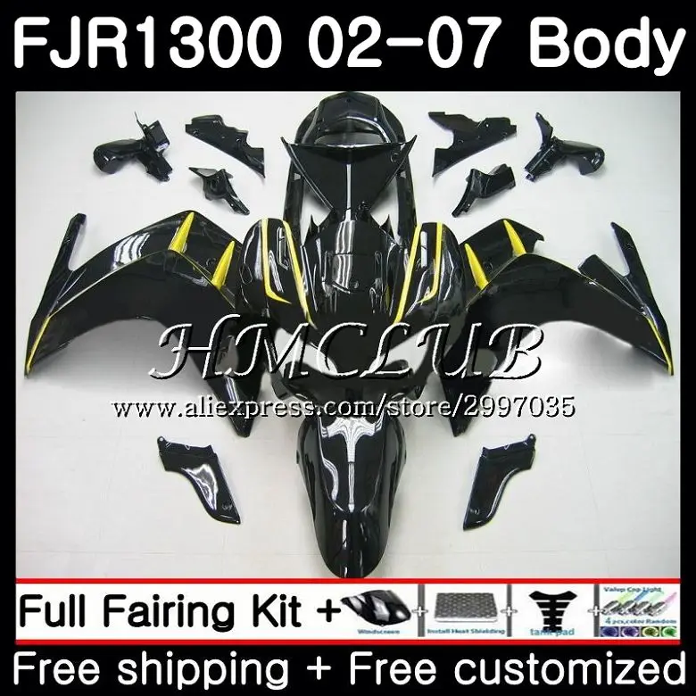 Обтекатель FJR1300A для YAMAHA FJR 1300 2001 2002 2003 2004 2005 2006 4HC.8 цвет блестящий черный FJR1300 01 02 03 04
