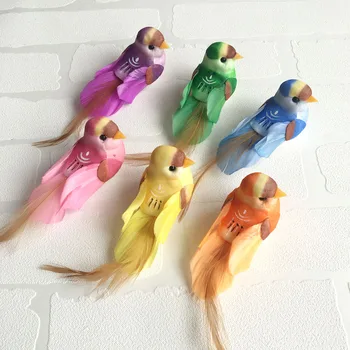 

Factory wholesale 6PC SET The golden silk bird imitation feather bird decoration garden decoration fake bird wedding celebration