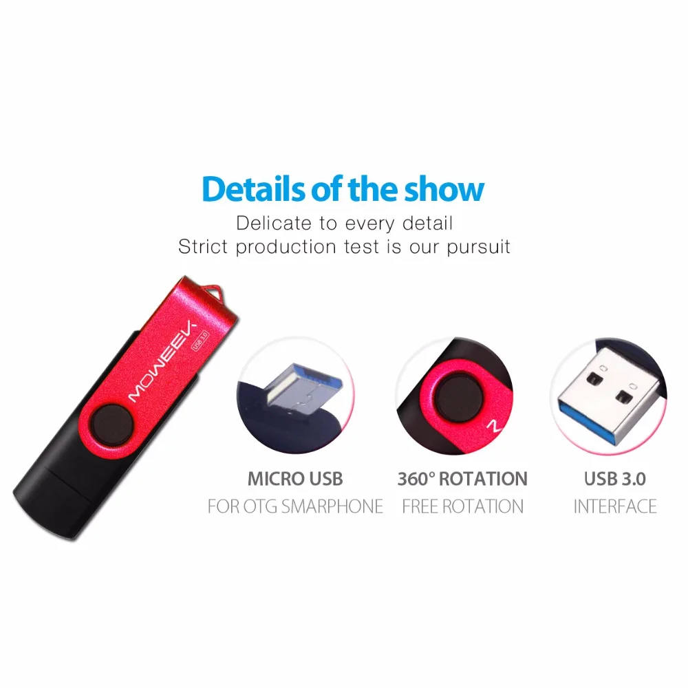 Moweek USB флеш накопитель 2017 Поворотная usb флешка 128 Гб OTG 3 0 Флешка высокая скорость 64