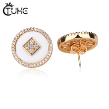 Винтажные стильные роскошные женские серьги-гвоздики с шикарными фианитами и кристаллами черного, белого, золотого цвета, керамические серьги, красивые ювелирные изделия, подарок