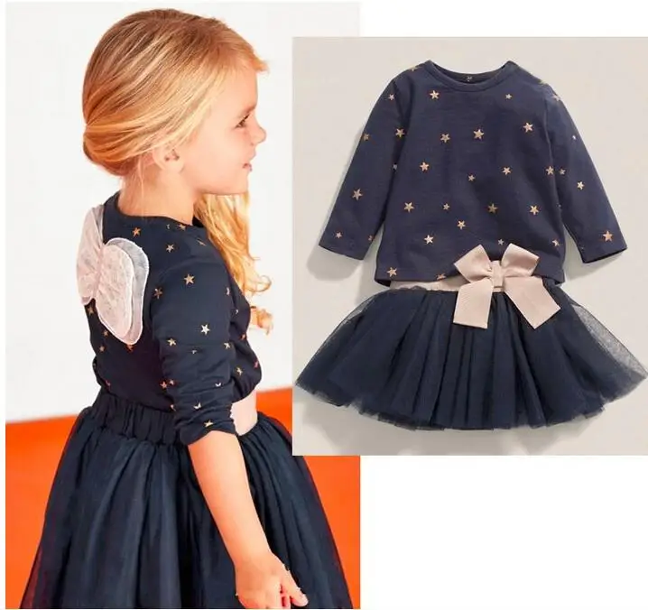 2017 New Spring Children Baby Girls Clothing Set Girls Star Clothes