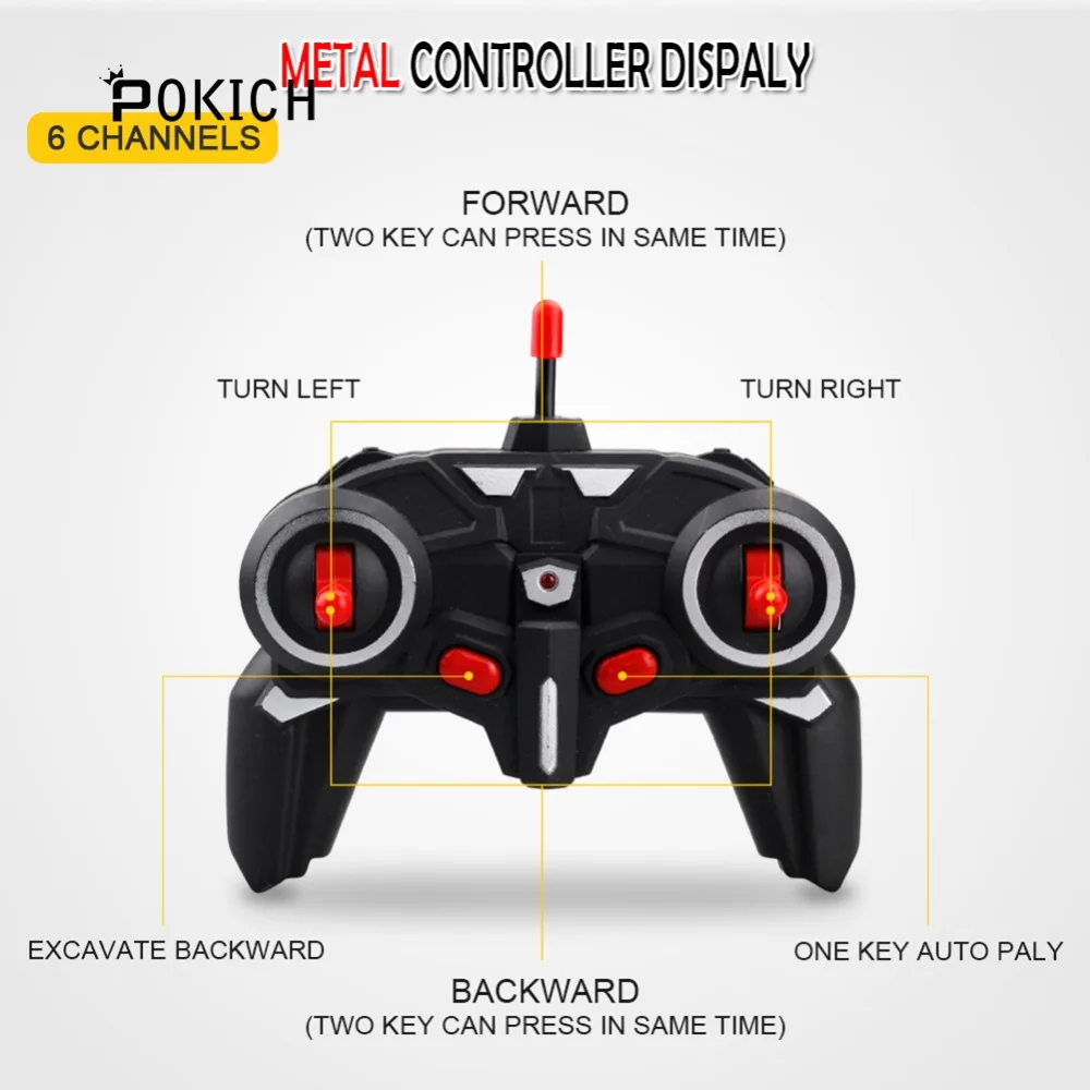Pokich RC Excavator Remote Control truck toy Auto Lift Engineering Car Dumper Tilting Cart Tip Lorry Tractor Crawler Digger Toy