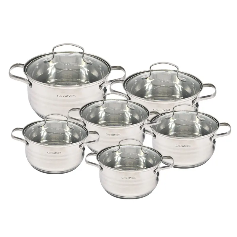 

12PCS Stainless Steel Cooking Casserole Pot Sets Cookware Sets with Induction Bottom