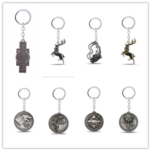 Game of Thrones House Stark Car Key Chain Keychain Keyring Pendant Metal Gold