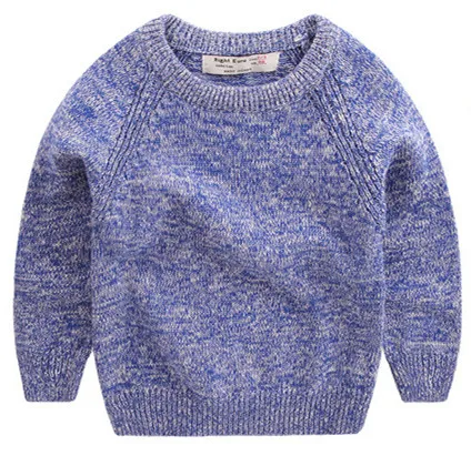 Корейский стиль преппи Одежда для маленьких девочек и мальчиков свитера однотонный вязаный свитер для малышей Зимние Детские свитера - Цвет: blue