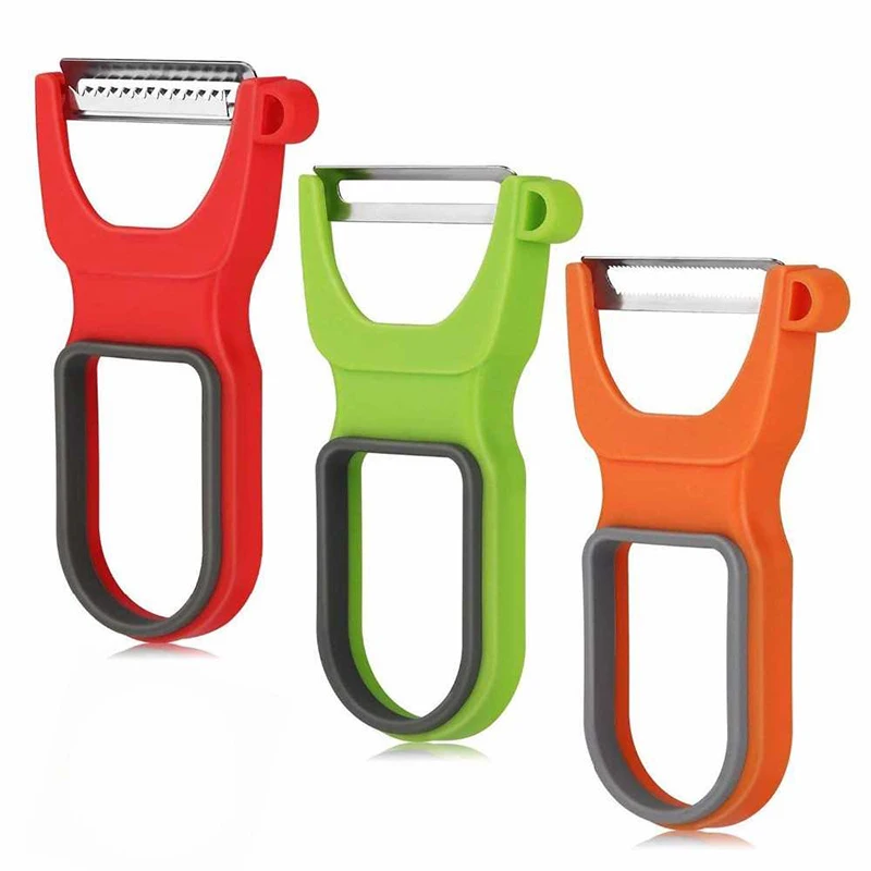 

3PCS Magic Trio Peelers Shredder Slicer Peeler Set Of 3 Stainless Steel Vegetable Peeler Fruit Potato Cheese Orange Onion Tools