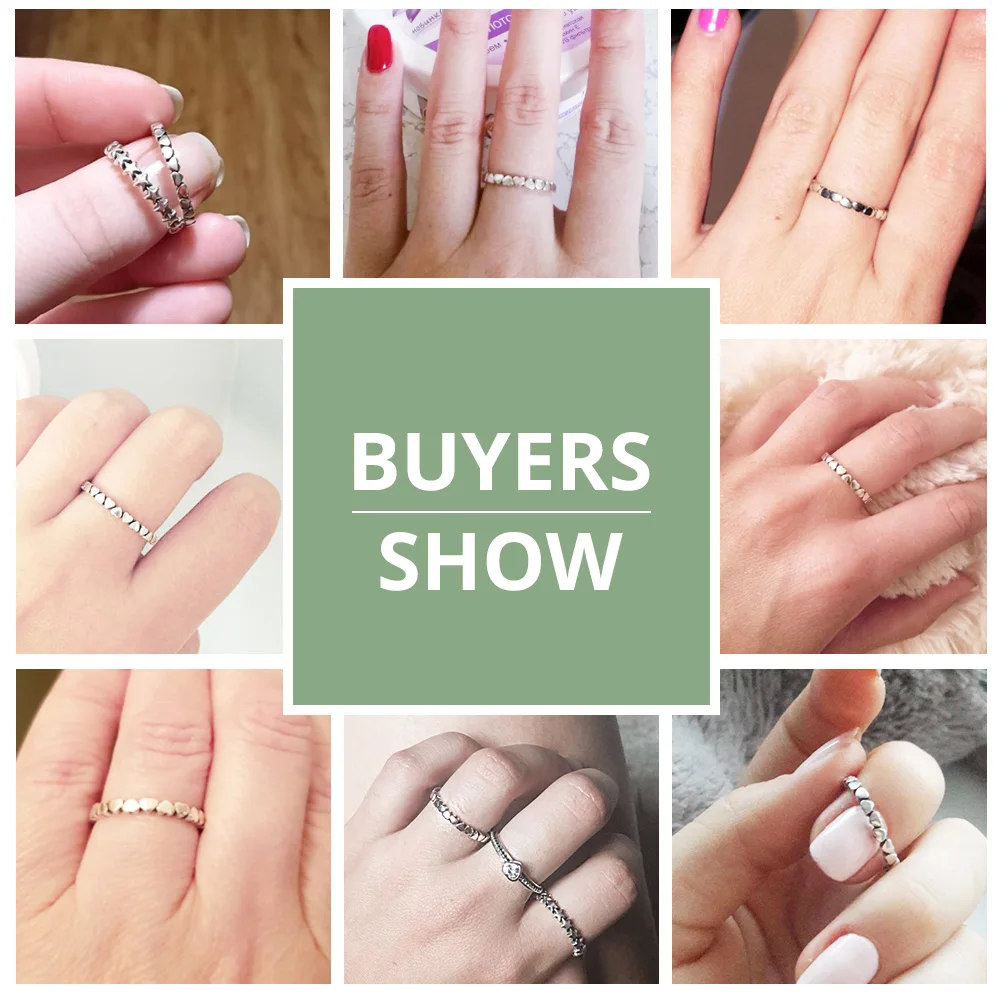 Bamoer 925 Sterling Silver Forever Love Heart Finger Ring Original Jewelry Gift Stackable Bague Korean Jewelry PA7108