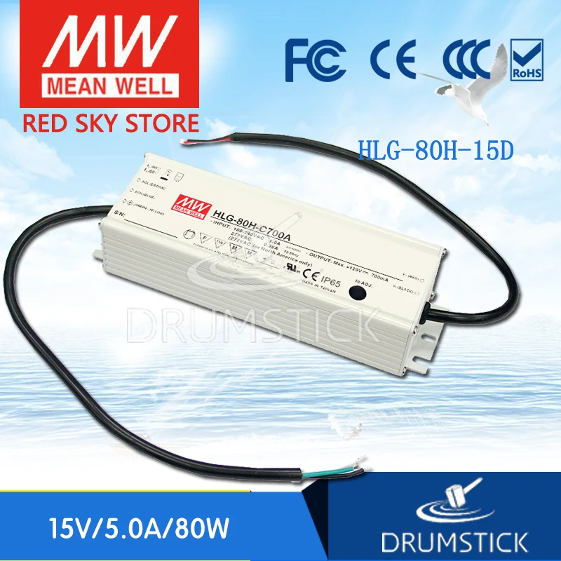 

MEAN WELL HLG-80H-15D 15V 5A meanwell HLG-80H 15V 75W Single Output LED Driver Power Supply D type